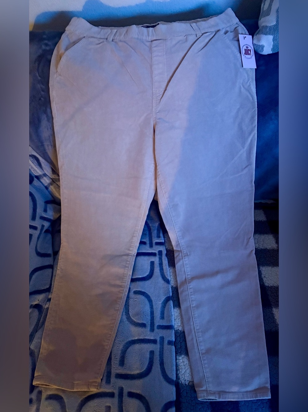 Juicy Couture Corduroy Pants Womens 18W Beige Skinny Pull On Stretch NWT